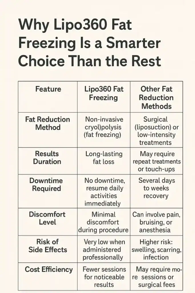 Is it possible to permanently freeze fat cells? 2 Table showing benefits of fat freezing to remove fat cells Scottish from Lipo 360