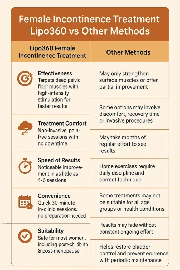 Comprehensive Guide To Female Incontinence Treatment Options 1 Table showing benefits of incontinence treatment Scottish