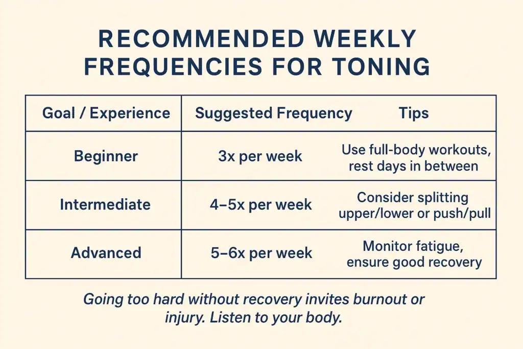 Achieving the Perfect Tone: How Often Should You Exercise for Results? 2 Graphic to show how often you should do exercise to help with toning Scottish
