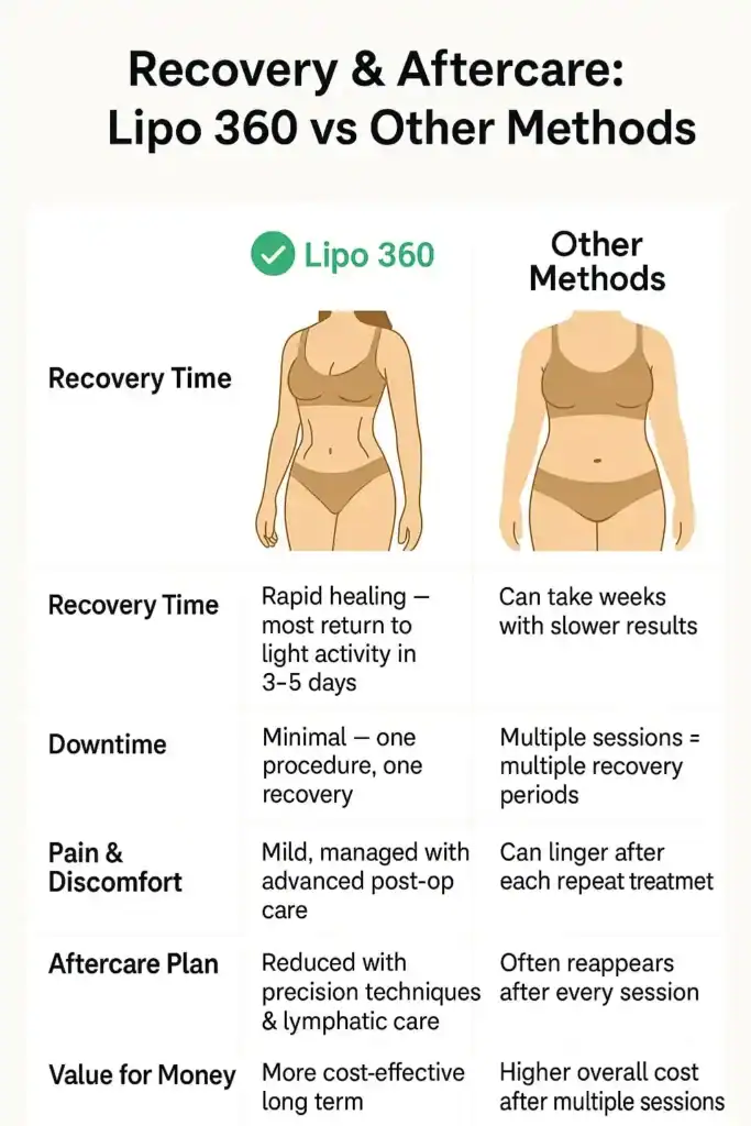 Recovery and Aftercare for Fat-Dissolving Surgery 2 Table to show fat dissolving injection aftercare Scottish